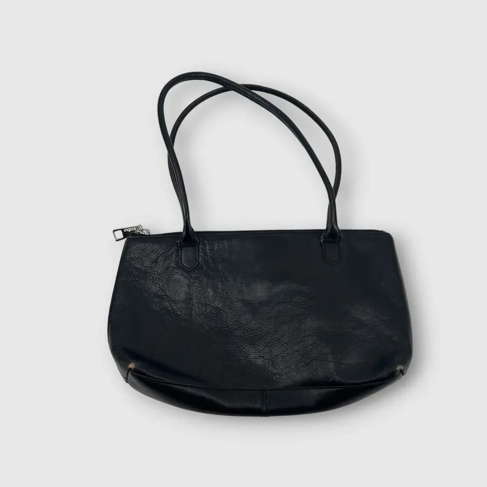 Hobo International Y2k Black Leather Shoulder Bag with Red Lining